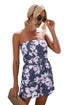 Floral Print Bandeau Romper With Pockets